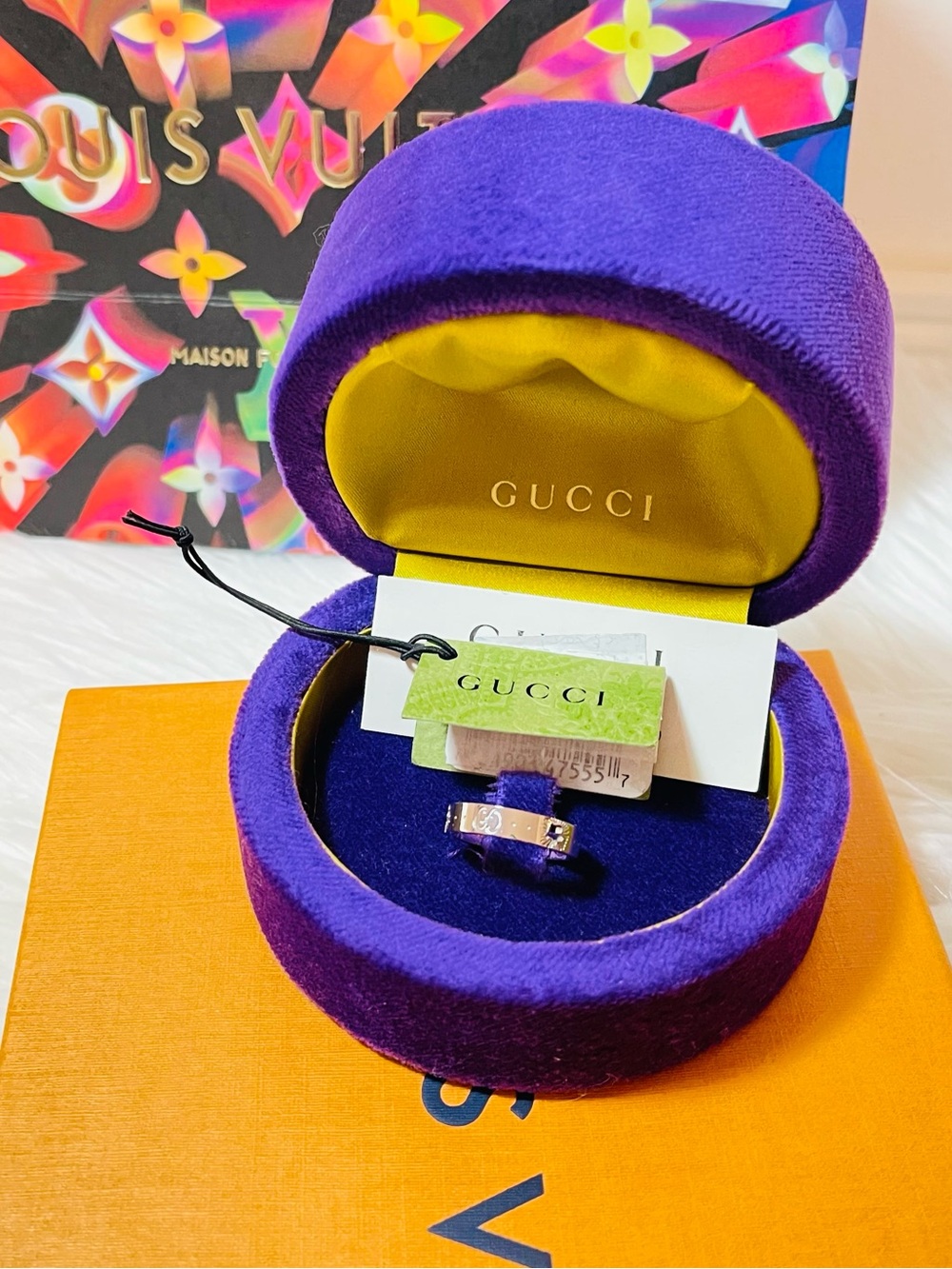 Authentic Gucci ring GG 18k WHITE GOLD size 13/6.5 NEW